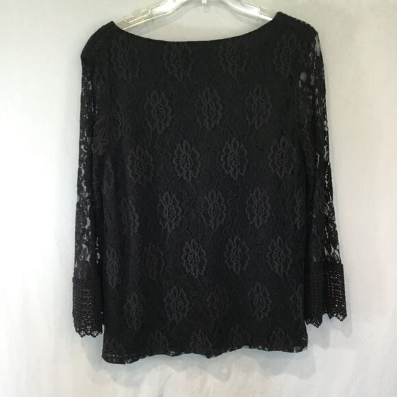 Style & Co Blouse 3/4 Sleeve Lace Embroidery Overlay Pullover Women's Sz Medium - Picture 7 of 8
